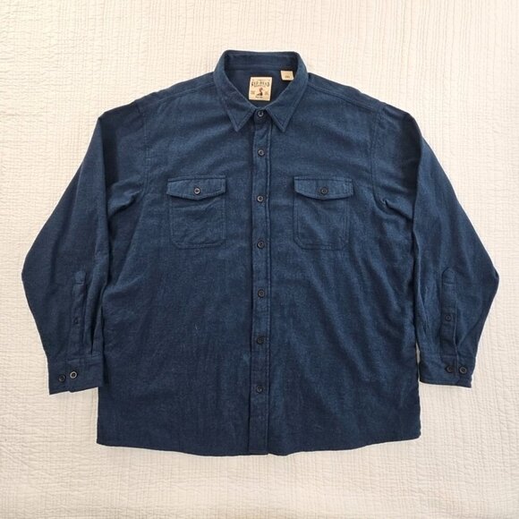 Red Head Brand Co. 2 Pocket Heavy Blue Flannel Shirt Men's 2XL Long Sleeve EUC - Picture 1 of 15